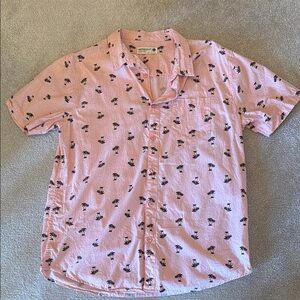 Retrofit Pink Casual Button Down Shirt with Bird Print